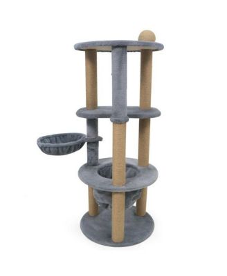 47-Inch Cat Tower with Scratching Posts, Multi-Level Cat Tree for Relaxation and Play, Light Grey