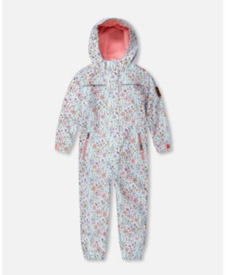 Toddler Girls Mid-Season One-Piece Outerwear Blue Mini Flower Print