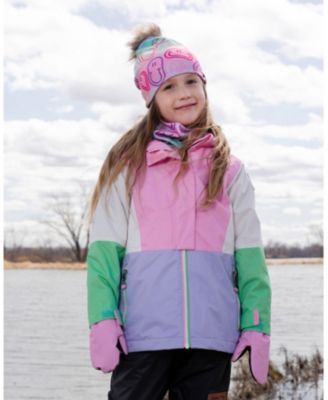 Girl Stretch Jersey Hat Multicolored Printed Smileys with Pompom - Toddler|Child