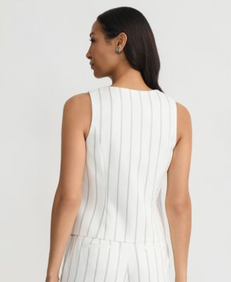 Women's Pinstripe Five-Button Sleeveless Vest