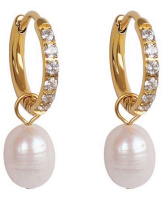 Isla Gold-Tone Imitation Pearl Hoop Earrings