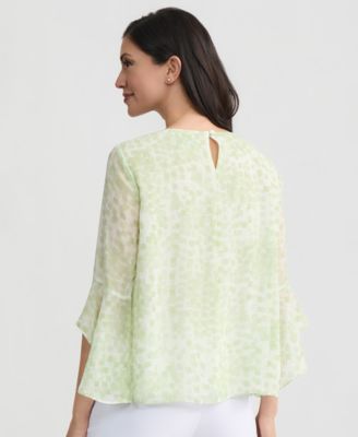 Women's Printed Ruffle-Sleeve Blouse