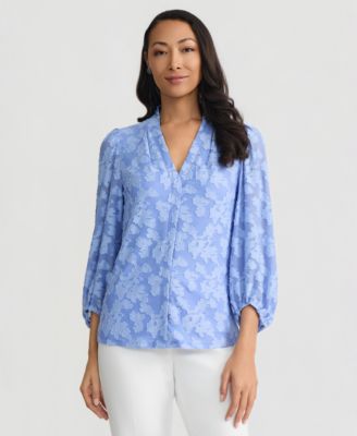 Women's Burnout Floral 3/4-Sleeve Top