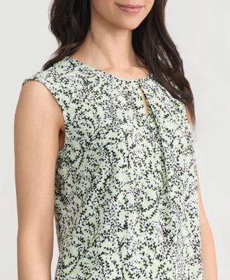 Women's Printed Keyhole-Neck Sleeveless Top