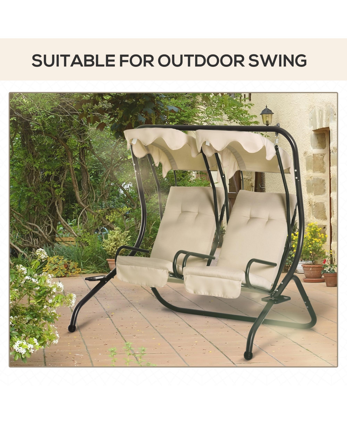 Outsunny 84A-052 Series Porch Swing Replacement Cushions Set of 2