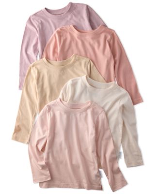 Baby Boys' or Baby Girls' Round Neck Long-Sleeve T-Shirt, 5-Pack