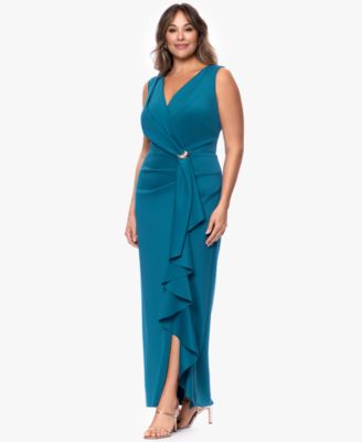 Plus Size V-Neck Peacock Dress