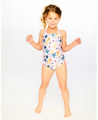 Girls One-Piece Swimsuit Pink Printed Fruits
