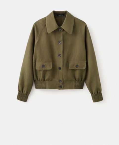 Женские куртки MANGO Buttons Linen-Blend Jacket