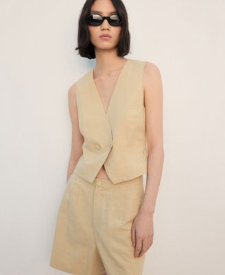 Women's Straight Linen-Blend Shorts