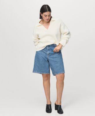 Women's High-Waist Straight-Fit Denim Shorts