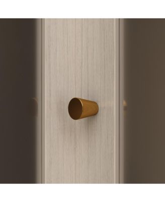 Corner Wardrobe Closet with 2 Glass Doors, Armoire with Hanging Rod