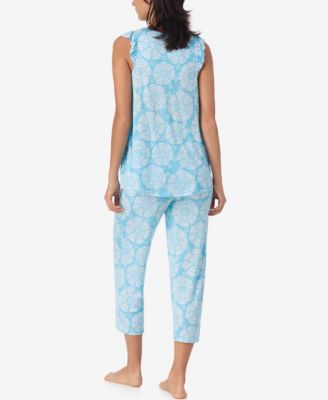 Women's Short-Sleeve Top & Cropped Pants Jersey, 2-Piece Pajama Set