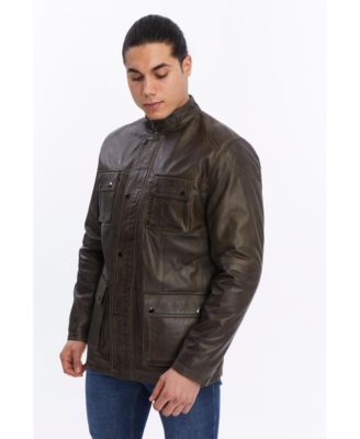 Men's Utility Style Leather Jacket