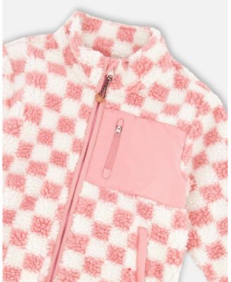 Girl Sherpa Jacket Pink Checkerboard - Toddler|Child