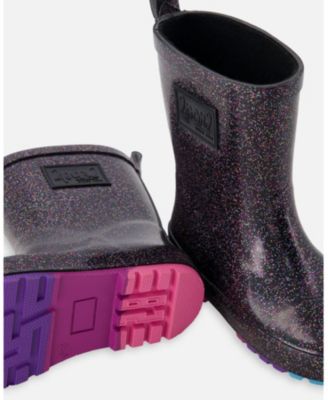 Little Girls Rain Boots in Rubber Black Glitter
