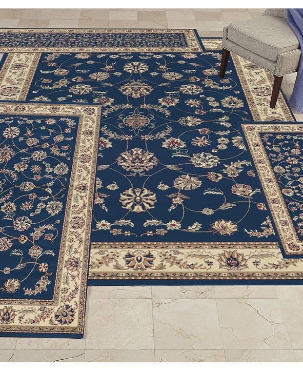 KM Home Area Rug Set, Florence Collection 4 Piece Set Isfahan Blue