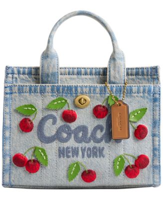COACH Cargo Mini Denim Cherry Embroidery Tote Bag 20 - Macy's