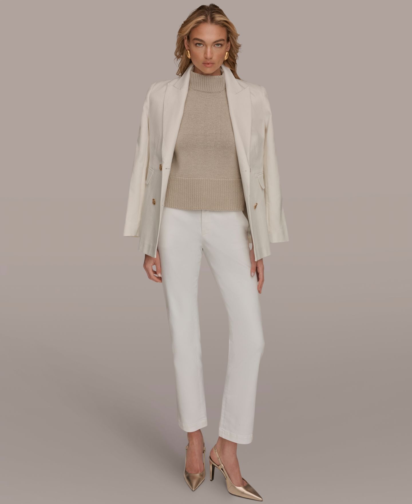 Женская куртка Donna Karan New York Double Breasted Blazer, цвет: Кремовый — фото 8