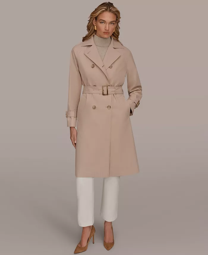 Women's Double Breasted Belted Notch Collar Trench Coat - thumbnail 5