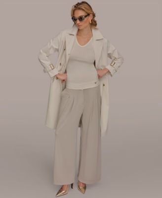 Women's Double Breasted Belted Notch Collar Trench Coat