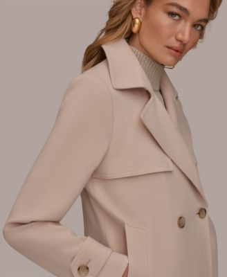 Women's Short Crepe Notch Collar Trench Coat