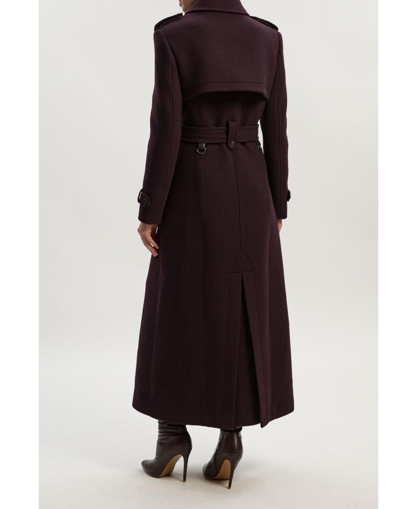 Женское пальто Karen Millen Wool Trench Maxi, цвет: Винный — фото 8