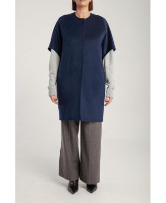 Women's Cashmere Short Sleeve Crew Neck Coat