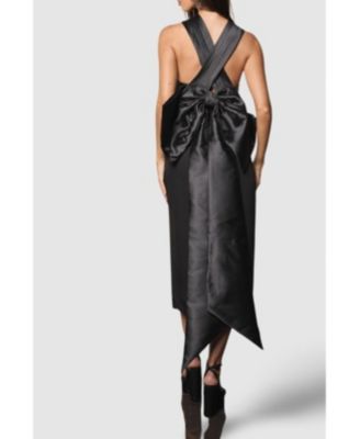 Women's Cross Over Front Bow Back Midi Dress