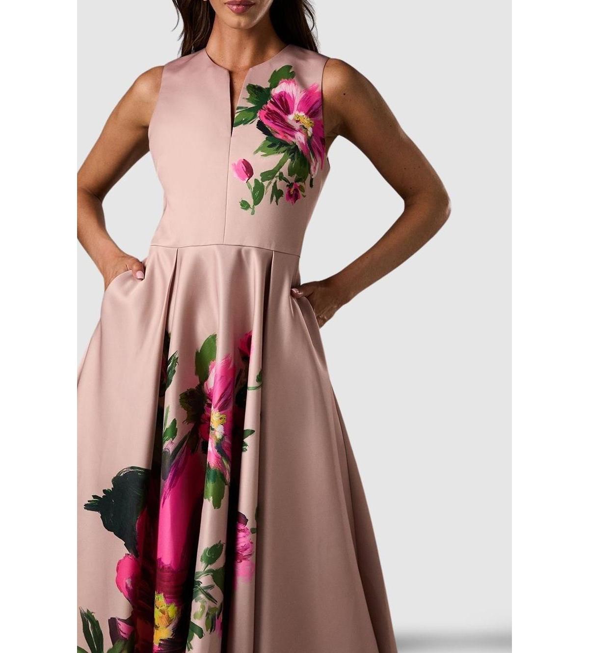 Coast Women's Notch Neck Placement Print Midi Dress