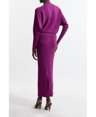 Women's Drape Knit Bat Wing Pencil Midi Dress