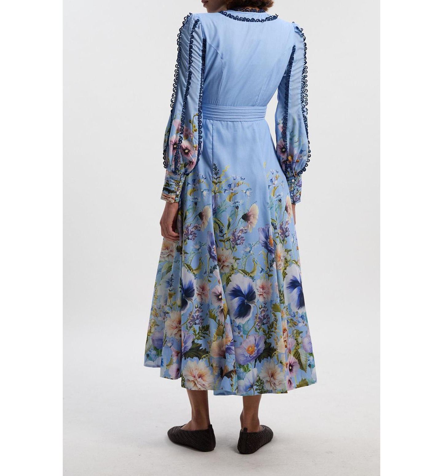 Женское платье Karen Millen Trailing Floral Woven Plunge Maxi, цвет: Синий — фото 4