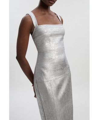 Women's Metallic Strappy Knit Maxi Dress