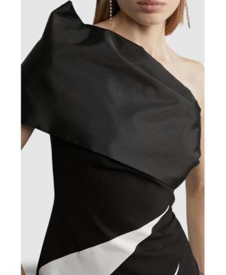 Women's One Shoulder Panel Midi Dress