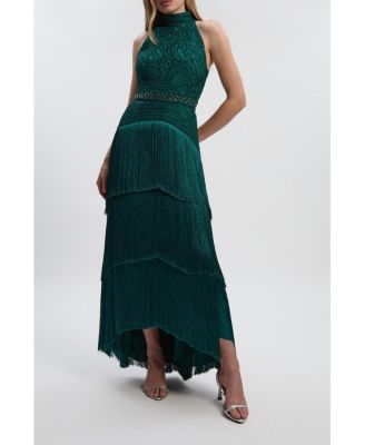 Women's Beaded Halter Neck Woven Maxi Dress