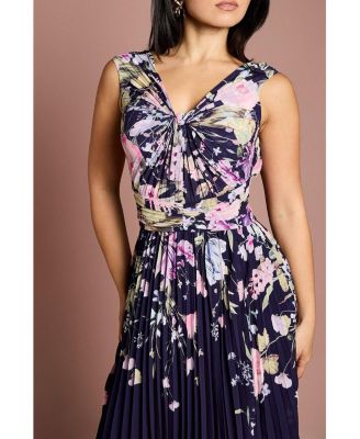 Women's Twist Front Printed Midi Dress