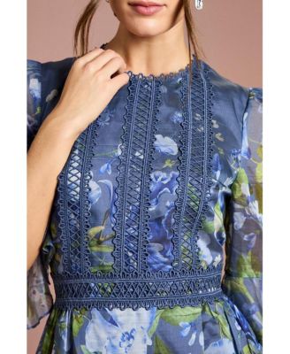 Women's Placement Print Organza Midi Dress