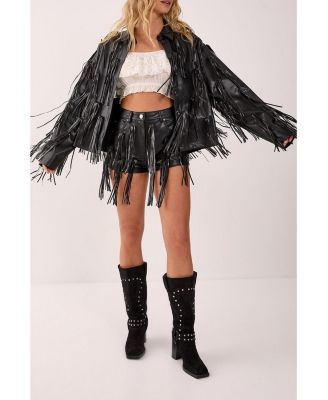 Women's Faux Leather Tassel Jacket