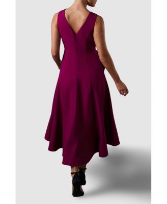 Women's Crepe Ruffle Low Back Dress