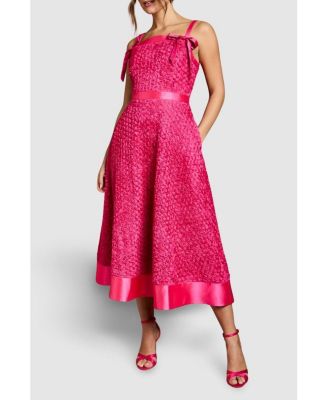 Women's 3D Flower Strappy Midi Dress