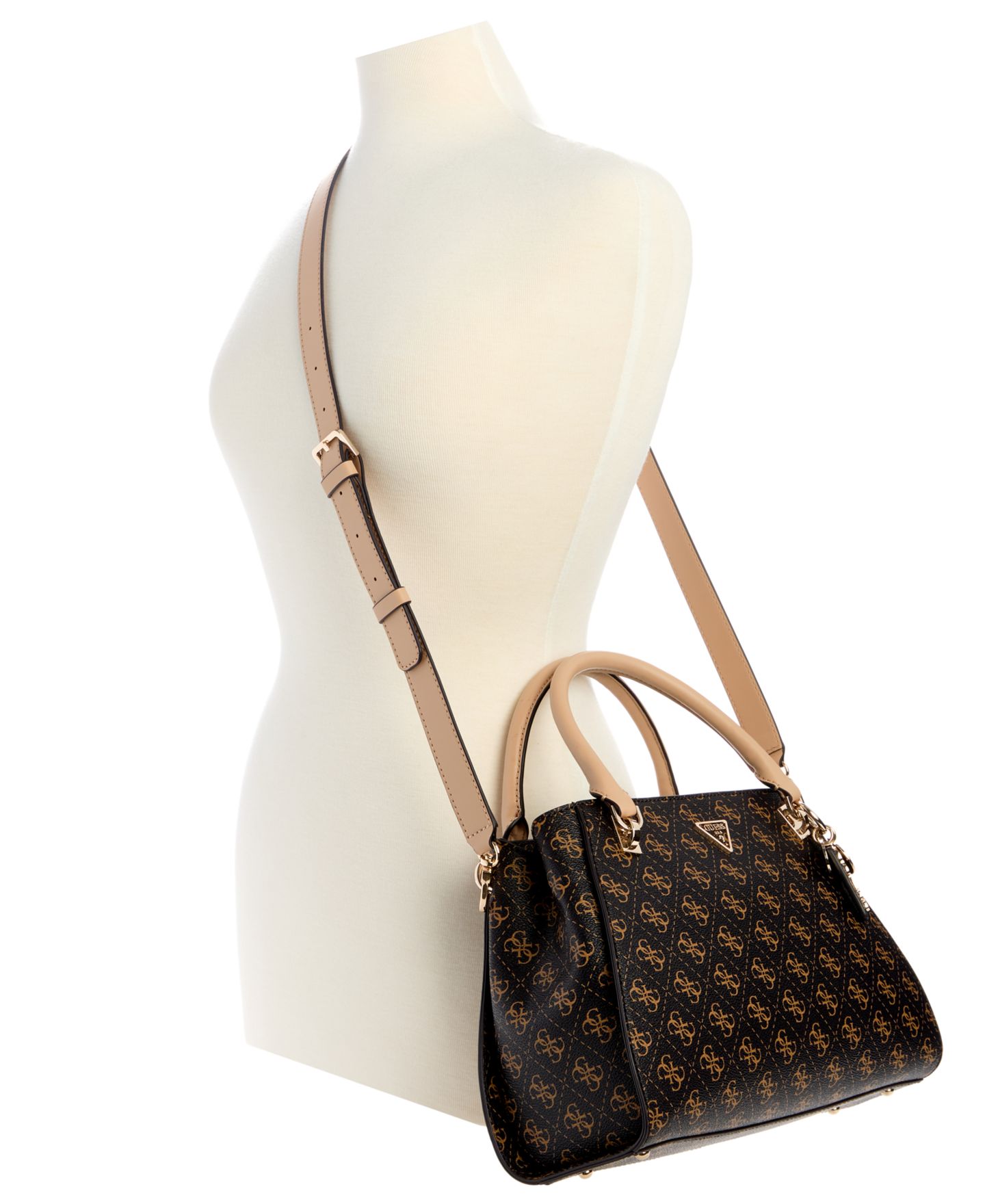 Женская сумка GUESS Noelle Ii Luxury Medium Satchel, цвет: Коричневый — фото 5