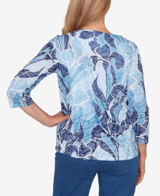 Women's  Austin Monotone Patch Print Knotted Detail Top