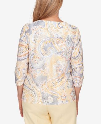 Women's  Al Fresco Paisley Printed Patch Knit Top