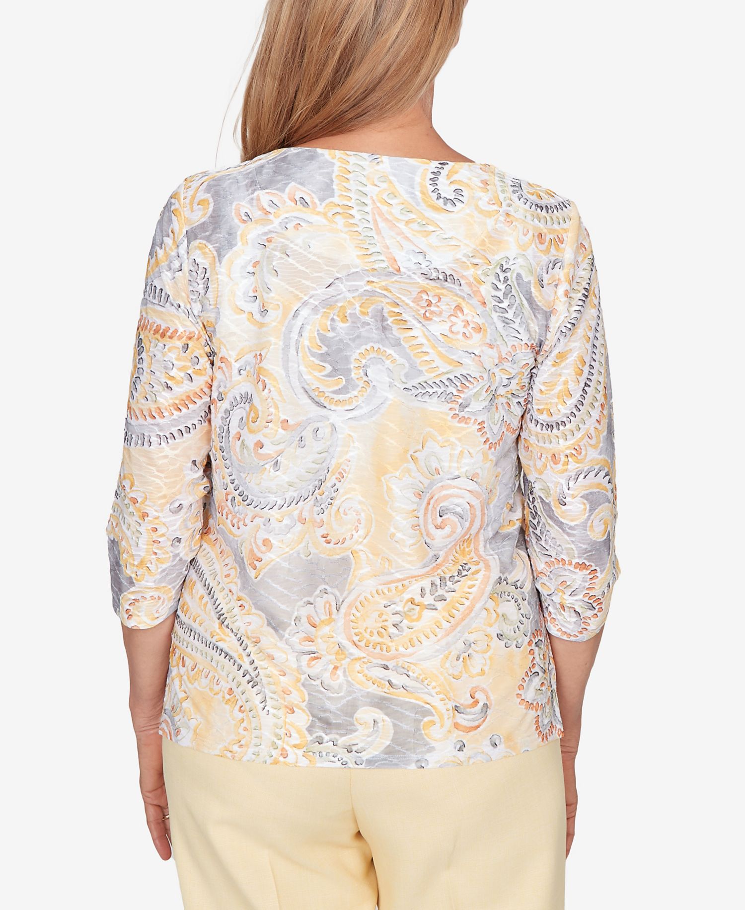 Women's Al Fresco Paisley Printed Patch Knit Top