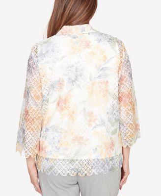 Women's  Al Fresco Lace Floral Two In One Top with Necklace