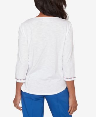 Women's  The Royal Treatment Floral Butterfly Embroidered V-Neck Top