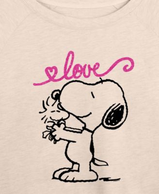 Women's Peanuts Snoopy And Woodstock Love French Terry Long sleeve T-shirt