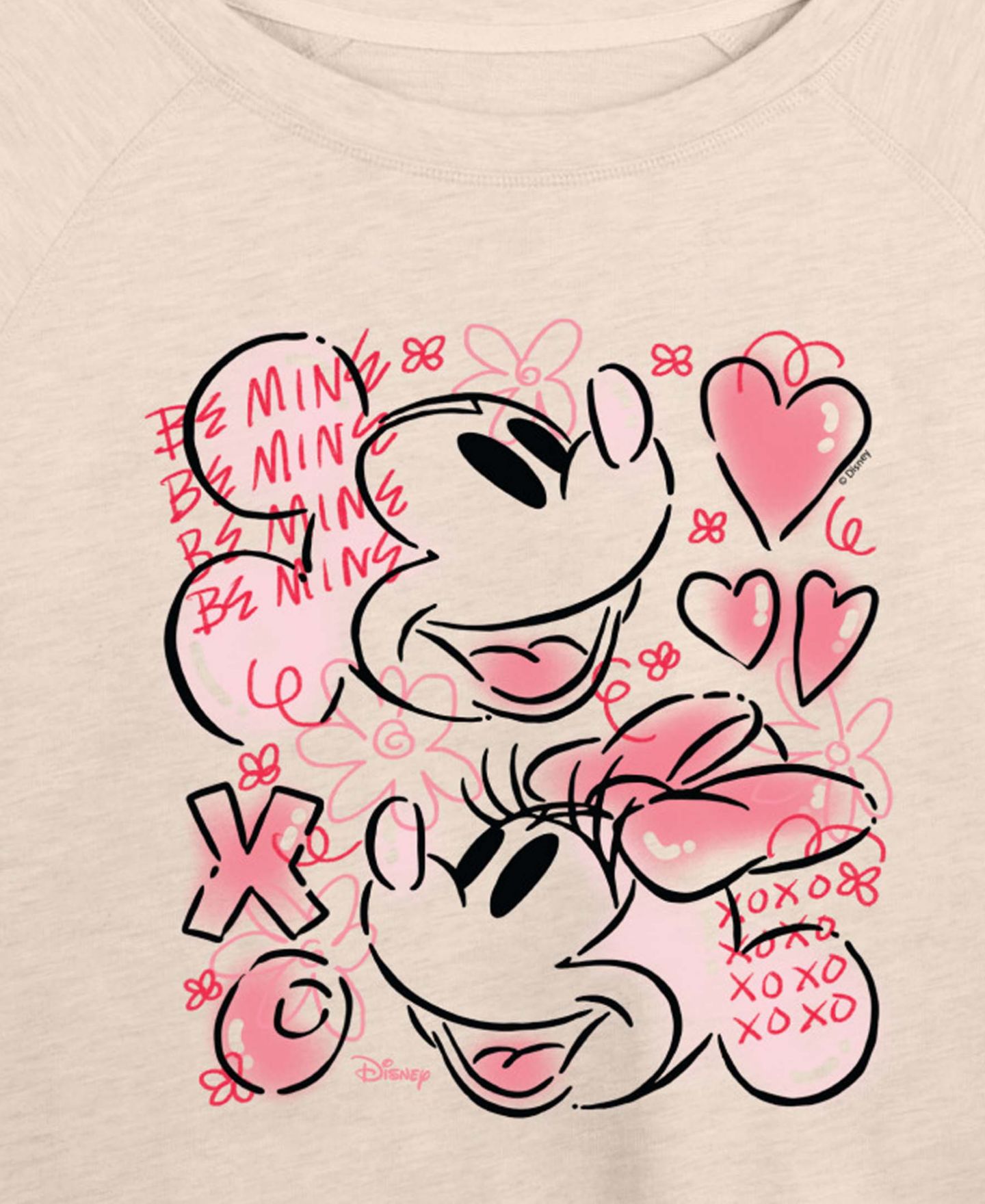 Женская футболка Hybrid Apparel Mickey And Minnie Be Mine Xoxo French Terry Long-Sleeve, цвет: Берёзовый — фото 2