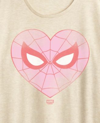 Women's Spider-Man Heart Faded Short Sleeve Graphic T-Shirt