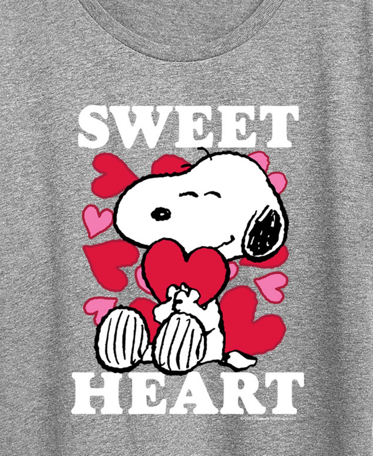 Hybrid Apparel Women's Peanuts Snoopy Sweet Heart Valentine Short Sleeve Graphic T-Shirt